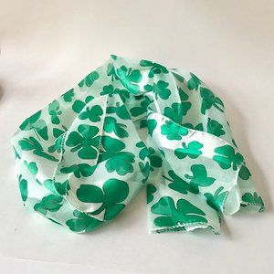 Irish Celtic Shamrock Scarf White Green St. Patricks Day Clover
